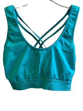 Turquoise Blue Strappy Sports Bra Yoga Bralette Unpadded